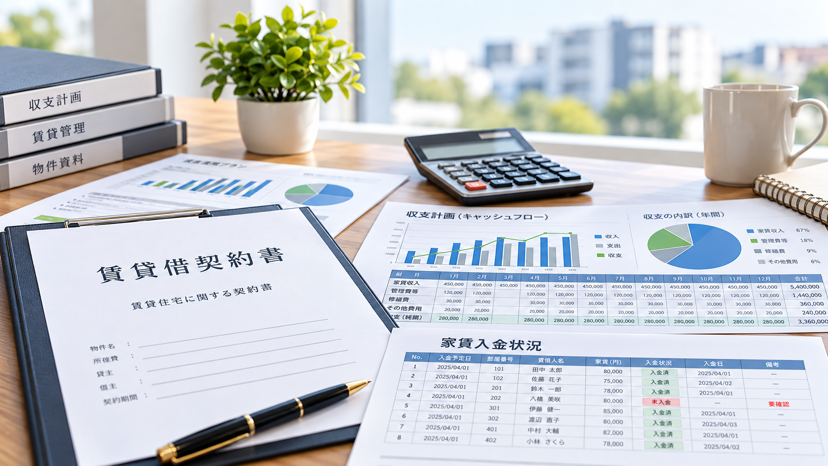 賃貸契約と収支計画のイメージ